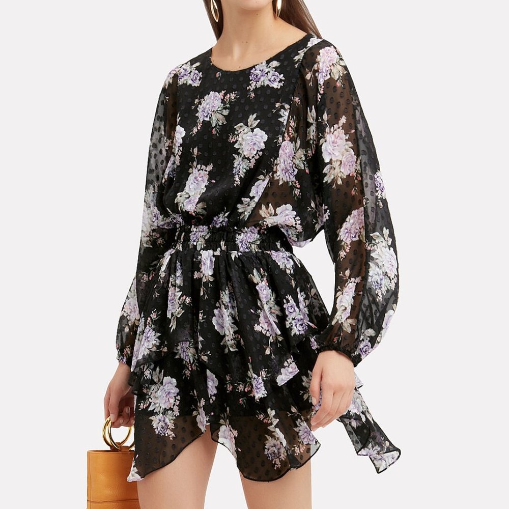 $425 Loveshackfancy Kaia ruffle mini dress Silk floral S
